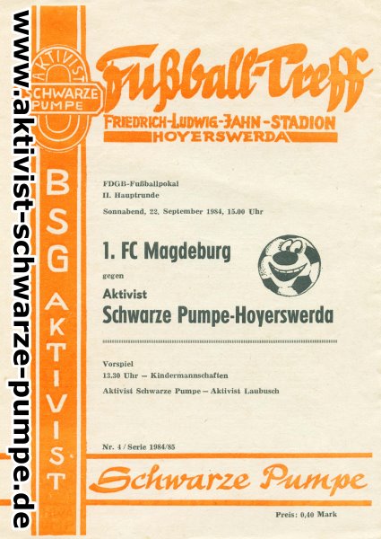 Das Programmheft zum Hoyerswerdaer Jahrhundertspiel.