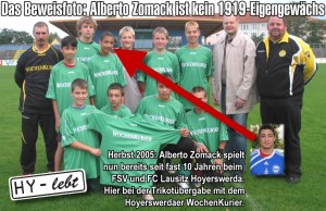 Das Beweisfoto: Alberto Zomack ist ein echtes Eigengewächs, allerdings nicht vom Hoyerswerdaer SV 1919, sondern vom FC Lausitz Hoyerswerda. Hier ein Teamfoto bei den C-Junioren.