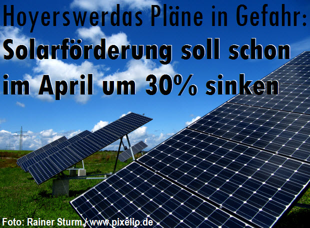Hoyerswerda Pläne in Gefahr: Solarförderung soll schon im April um 30% sinken!