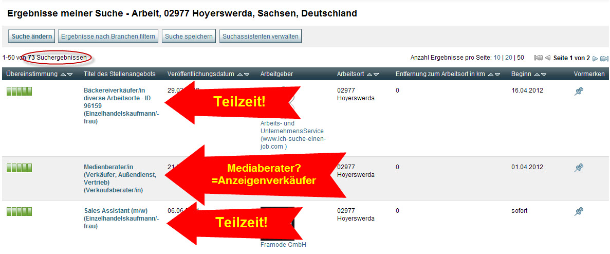 Das sind die 3 angeblich passenden Jobangebote der Arbeitsagentur für Hoyerswerda und Umgebung.