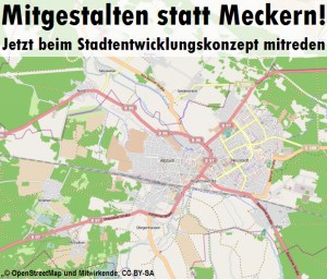 Mitgestalten statt Meckern! Jetzt beim Stadtentwicklungskonzept mitreden! Bis zum 16. Juli 2012 nimmt die Stadt Hoyerswerda noch Bürgerhinweise entgegen und muss diese in die Planung einfließen lassen.