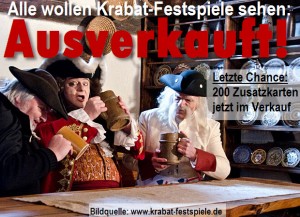 Alle wollen die Krabat-Festspiele sehen: Ausverkauft! - Letzte Chance für Kurzentschlossene: Es sind nun pro Spieltag noch einmal 50 Zusatzkarten verfügbar.