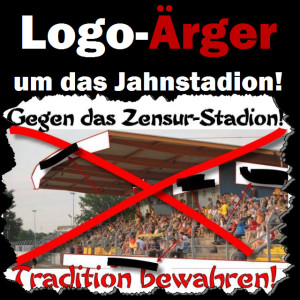 Logo-Ärger um das Jahnstadion in Hoyerswerda. Die Sparkasse fühlt sich in ihren Rechten verletzt.
