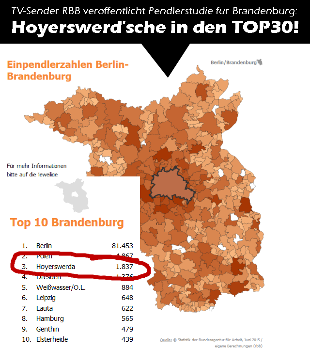 TV-Sender RBB veröffentlicht Pendlerstudie: Hoyerswerda in den TOP 3!